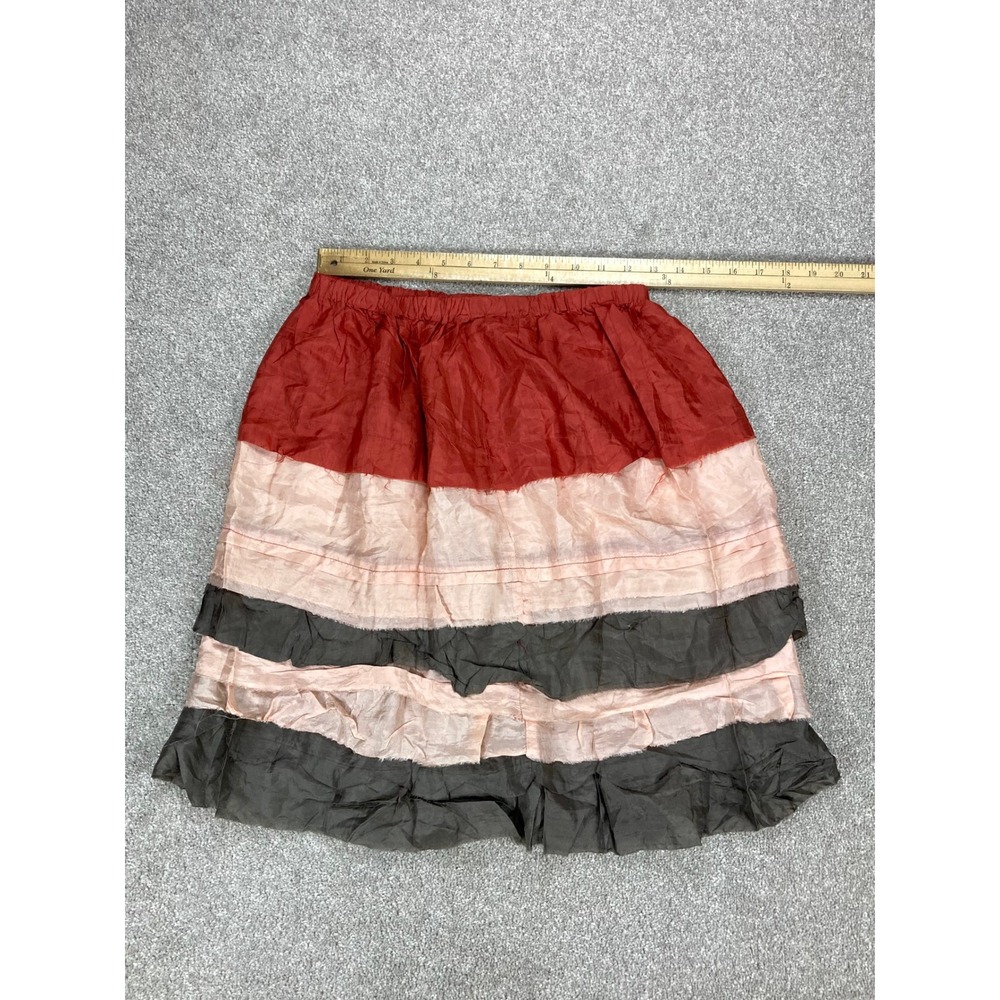 Chan Luu Tiered Silk Colorblock Skirt Womens S Multicolor Boho Ruffle Romantic - Picture 4 of 8